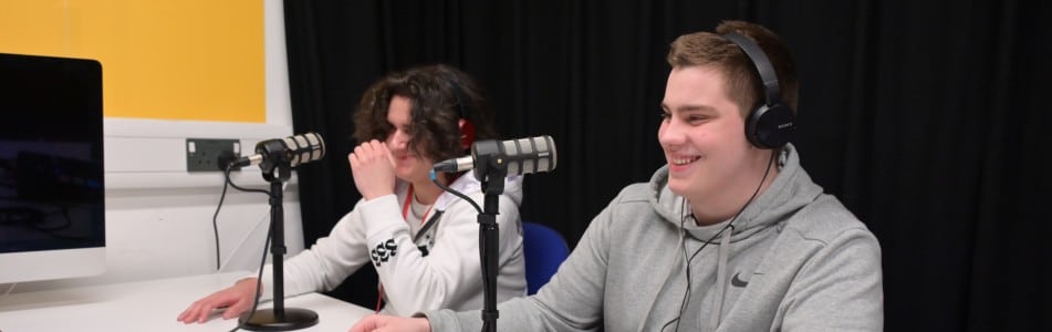 T-Level in Media, Broadcast & Production - students in podcast
